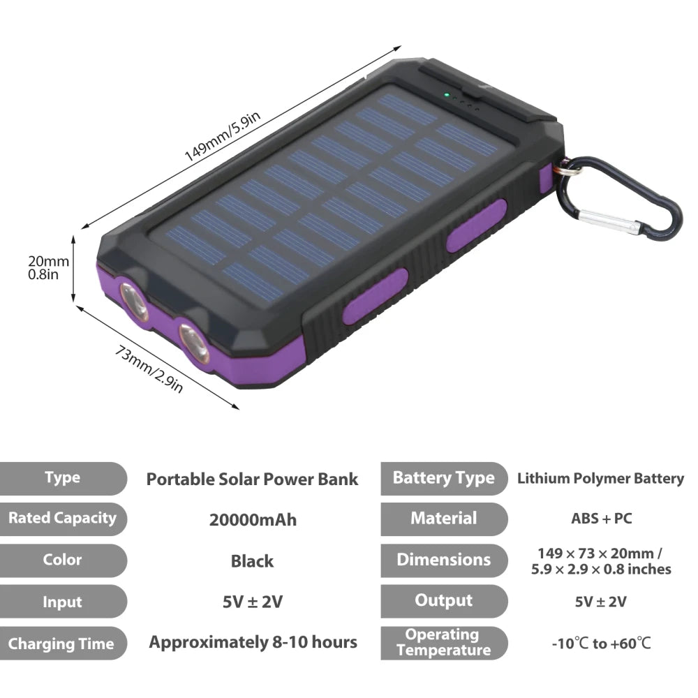 20000mAh Solar Power Bank